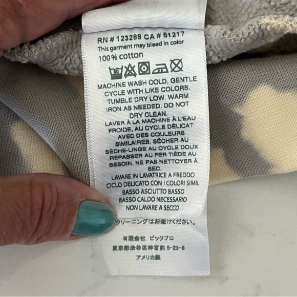 Les Tien Tie Dyed Crew Neck Sweatshirt Sage & Butter Medium - Picture 8 of 9